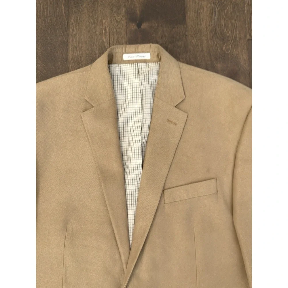Lauren Ralph Lauren Mens Beige Blazer Faux Suede Jacket Size 44L‎ Two Button